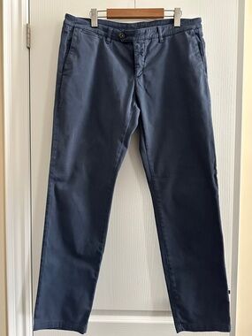 Eleventy Navy Blue Chino Pants - Slim Straight